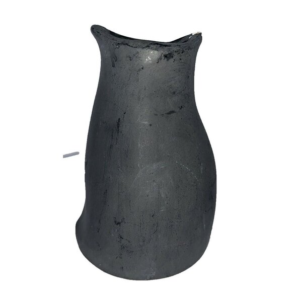 Vintage Handcrafted Black Clay Owl, Orange with Red Heart, Raku Pottery *Chips* - Picture 3 of 12